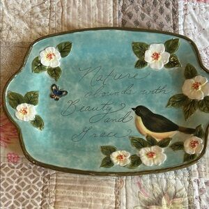 Certified International Floral Nature Platter - Blue and Green